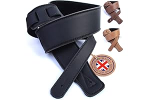 NORDELL British Handmade Real Leather Guitar Strap: Finest Ultra Soft Italian Nappa Leather, 130cm long Foam Cushion Padded Guitar Belt - Suits Electric, Bass or Acoustic Instruments (inc Semi/Electro)