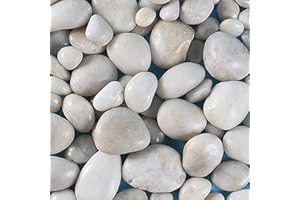 Mdurian Pebbles Natural Polished Gravel Decorative River Rock Stones for Flowerpot Garden Wedding Home Vase Aquarium Diameter 1-3cm White 1kg