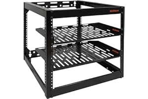 ECHOGEAR 10U Netzwerk-Rack – Wandmontage, robust, 4-Pfosten-Design für alle Ihre Netzwerke und AV-Ausrüstung, offenes Rahmen-Design, inklusive 2 1U belüfteten Regalen und Montagezubehör