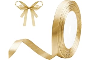 DEKOBANDER Ruban de Satin Doré 10mm x 23m Doré Ruban Cadeau Ruban de Satin pour L'emballage de Cadeaux, Bricolage, Couture, Décorations de Mariage, Décorations de Noël