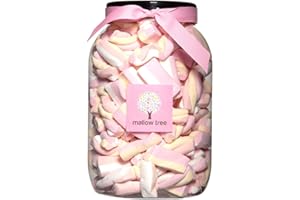 Mallow Tree Vanilla Twist Marshmallow Mix in a Ribbon Gift Jar 550 g, Luxury Gift Selections, Sweet Shop Sweets