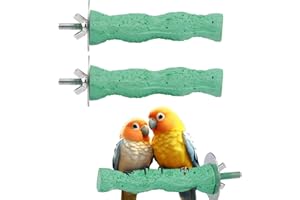 LASUROA 2 Piezas Piedra de Afilar Picos Pájaro, Soporte de Percha para Loros Juguete para Recortar y Masticar Garras Pájaro for Periquitos Cacatúas y Cotorras (Verde)