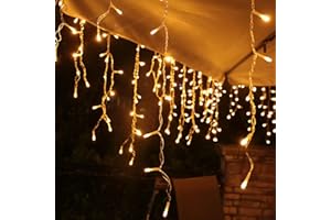 ‎INTERGO interGo Lichterkette Eisregen Außen, 5m 200er LED Lichtervorhang LED mit Timer, IP44 wasserdicht 8 Modi für Innen Außen Weihnachten, Schlafzimmer, Party, Hochzeit, Balkon, Garten Deko