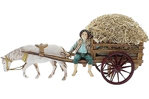 ‎MORANDUZZO Moranduzzo Karren mit Heu für Krippe 10 cm Maßstab 1:20 - Unzerstörbare Krippenfiguren - Stil 700', Handbemalt, Offizielles Produkt, Hergestellt in Italien, Bildhauer M. Landi