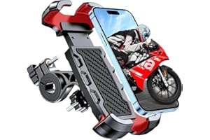 Mohard Soporte Móvil Bicicleta, Antivibración Soporte Movil Moto Rotación de 360°, [Bloqueo con un Botón] Suporte Telemóvel Moto Compatible con iPhone 16 Plus, Galaxy S25+, 4.7-6.8” Smartphone