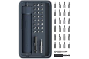 HOTO Juego de Destornilladores Eléctricos, 3.6V con 25 Puntas, Carga USB-C, 1500 mAh, Luz LED, Tapa Magnética, Función Manual y Eléctrica, para Reparación de Muebles y Aparatos Eléctricos