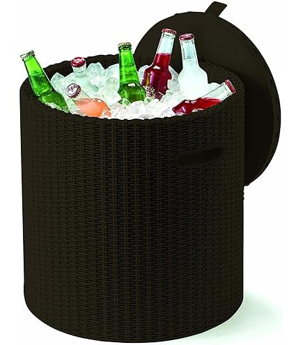 3 in 1 15 L Tragbare Cool Bar mit Anhebbarer Tischplatte & Flaschenöffner Beistelltisch Kühlbox inkl. Eiszange