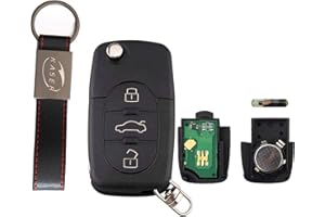 KASER Llave Mando Coche con Tarjeta Electrónica 3 Botones Compatible para Audi A1 A3 A4 A6 A8 Q3 Q5 TT (433MHz ID48 Chip 4D0837231N) Transponder Lista para Codificación