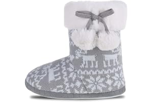 festooning Girls Slippers Boots Bedroom Bootie Shoes for Winter Warm Anti-Slip Plush Slippers for Little Kid