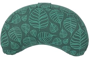 Bodhi Yogi Collection Maharaja Coussin de méditation en forme de croissant de lune, garni de cosses de sarrasin, avec housse amovible en coton, housse à motif
