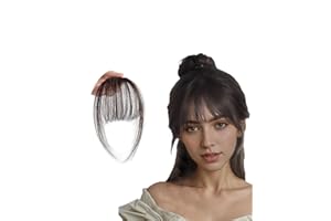 SanKristo Clip en flequillo 100% cabello humano, cortina curvado 3D Air postizo pelo con clips invisibles las templo, extensiones para mujeres alisado permanente, coloración, peinado, negro marrón