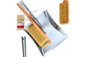 ToolSpace Spazzola con Paletta 36,5 cm - Scopino in Legno 32 cm per Camino Carbone Sabbia e Brace - con Manico Lungo per Barbecue Polverelegno Cenere Giardinaggio e Pulizia - Scopa Piccola per Auto