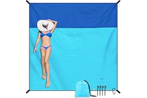 SKYREH Beach Blanket Sandproof Waterproof, Extra Large 210x200 cm Beach Blanket, Lightweight Soft Comfortable Durable Material Beach Mat for Travel Camping Hiking, Blue