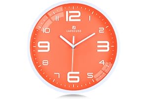 Lafocuse 30cm Orologio da Parete Arancione Silenzioso Moderno, Grande Numeri 3D Facile da Leggere, Orologio da Cucina senza Ticchettio per Camera da Letto Soggiorno Ufficio