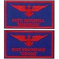 Goose & Maverick Funny Embroidered Iron/Sew on Patch 3.8"x2.2" Embroidered Iron On Applique for Shirts Backpacks Hats Jackets (Goose & Maverick Hook & Loop Blue)