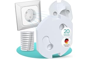 Kindersicherung Steckdose – 20x Steckdosenschutz Kindersicherung mit Drehmechanik, Starke Klebekraft, Sicherer Steckdosen Schutz für Babys & Kinder, Einfache Steckdosensicherung Weiß von Homery