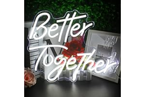 Looklight Better Together Neon Sign Cool White Words Led Neon Light for Wall Decor USB Powered Letters Neon Light Sign for Bedroom Wedding Party Club Anniversary Bar Birthday Banquet Proposal