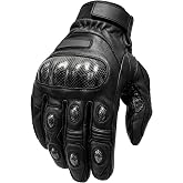 RVK Deri Motosiklet Eldiveni Karbon Fiber Korumalı TS EN 13594 Etiketli Yazlık, XL Beden