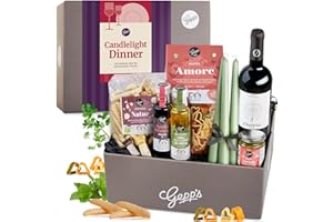 Gepp's Feinkost Candle Light Dinner Box I Romantisches Dinner zu Zweit mit spanischem Rotwein, Pasta in Herzform, Trüffel-Pesto und mehr I Gourmet Geschenkset für genussvolle Momente