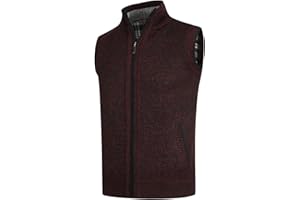YOUTHUP Mens Knitted Gilet Fleece Lining Quilted Body Warmer Full Zip Thick Winter Cardigan