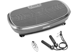 FITFIU Fitness PV-200 - Plataforma Vibratoria 3D, con movimiento en 3 planos, 500 W + 500 W, 180 velocidades, 5 programas predeterminados, 2 cuerdas elásticas y mando, peso máx 150 kgt