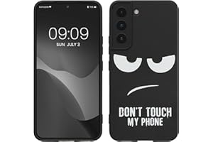 kwmobile Carcasa Compatible con Samsung Galaxy S22 - Funda móvil TPU - Don't Touch my Phone Blanco/Negro