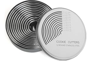 JoyPlus 12 Piezas Cortadores de Galletas Redondos Acero Inoxidable, Cortapastas Redondo, Moldes Galletas, Moldes Rosquillas, Aros Emplatar, Cortador Galletas Para Horneado,Pastel de Bricolaje