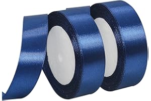 MARICATO 2 Rotoli Nastro Raso Blu Scuro, 25 mm X 23 Metri per Nastro Decorativo Con Fiocco, Natale, Nastro Raso Colorato Decorazioni, Adatto Per confezionare Regali, Feste di Compleanno, Matrimoni