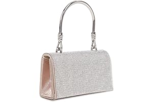 CORIOS Torba wieczorowa z kryształem górskim dla kobiet, błyszcząca brokatowa torebka, kryształowa kopertówka, ślubna torebka na ramię, elegancka torba na ramię, na wesele, bankiet, koktajl, studniówkę, Champagne, L