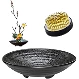 WANDIC Blumen-Arrangierbedarf, Set mit 2 runden Blumen Frosch & Keramik Blumentopf für Ikebana Blumenarrangement Kunst Home O