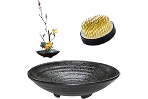 WANDIC Suministros de arreglo de Flores, Juego de 2, Rana de Flores Redondas y Maceta de cerámica para arreglo Floral Ikebana Art decoración del hogar Oficina