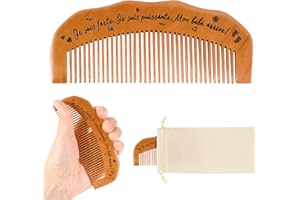 BOOMTOP Peigne à Cheveux d'Accouchement Peigne de Naissance en Bois Peigne Essentiels du Travail et Sac de Rangement Beige avec Cordon Cadeau de Grossesse pour les Femmes Enceintes Futures Mamans