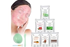 NEXOLLA Kit de 6 Masque Facial en Poudre, Masque hydrogel Peel Off Premium Modeling, Peel-Off Jelly Mask Face Care Rubber Mask, Pour Esthéticienne Spa, Soins de Peau, Masque Hydratant pour Visage