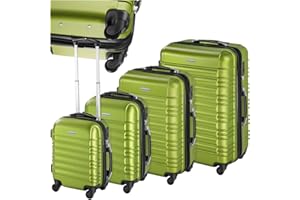 tectake® 4 TLG Reisekoffer Set, TSA Schloss, Hartschalenkoffer Set, Trolley Kofferset, ABS Hartschalen Reisekofferset, Trolley, Gepäck, 4 Rollen, 360 Grad drehbar, Teleskopgriff - grün
