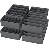 Yucch Set of 8 Underwear Drawer Organizers | With 5/6/8/20 Compartments, Foldable Fabric Boxes for Bras, Panties, Socks and T