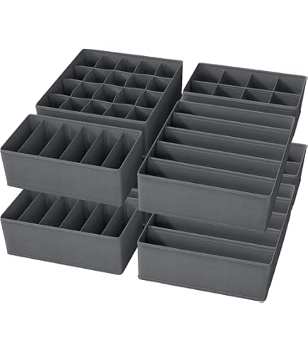 Lourome Set 5 Organizer Per Cassetti: Divisori Per Reggiseni, Biancheria Intima, Calzini E Cravatte, Con 53 Scomparti - 3