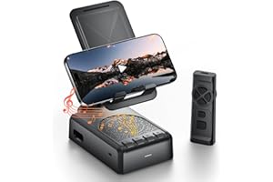 HOIFA Cell Phone Stand with Bluetooth Speaker and Remote Control(Video Control/Camera Control),Portable Bluetooth Speaker for Home and Outdoors,All Day Playtime,Compatible with iOS/Android,Birthday Gift