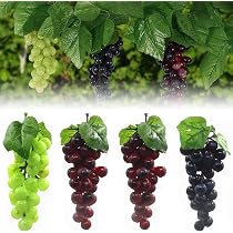 Raisins Artificiels 5 Grappes - Décoration Réaliste En Plastique - Pour Centre De Table, Vin, Mariage Ou Photo