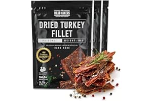 THE MEAT MAKERS - Original Dried Turkey Fillet 300g - Filet de dinde séché, viande de dinde séchée, collation à la viande à haute teneur en protéines. Idéal pour le sport, les pique-niques, au bureau