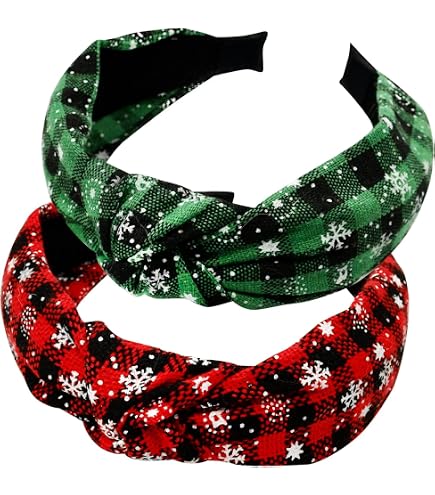 2 Fasce Per Capelli Natalizie – Fiocco Verde Mostro E Fiocco Rosso Babbo Natale, Regalo