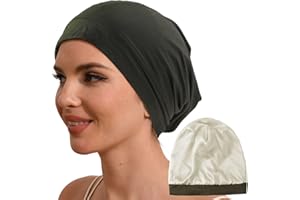 Hat Hut Gorro de dormir 100% seda de morera con forro de seda pura para cabello rizado, gorro para dormir, gorro holgado con forro de seda