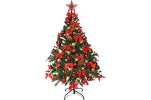 BAUNSAL Artificial Christmas Tree (WBD) with Christmas Decorations and LED Fairy Lights, Remote Control, Decorated Christmas Tree with Lighting