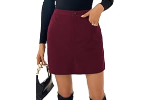 Kate Kasin Women's Corduroy Mini Skirt High Waist Slim Fit Wrap Skirt Autumn & Winter Corduroy Skirt Short Skirt Made of Corduroy