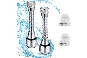 CASSONRM 2pcs Extensions Robinet,Aérateur de Robinet Flexible à Economie d'eau,Fixation Robinet rotative à 360°,2 Types de Jets,pour Rallonge Robinet dans la Plupart Cuisines,Salles de Bains,Bars et Toilettes