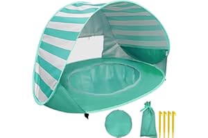 YORFULL Tienda de Playa Bebe, Parasol Bebe Playa Anti UV 50+, Carpa Playa Bebe con Minipiscina, Tienda de Campaña Portátil para Bebés, Adecuada para Playa y Camping, con Bolsa de Transporte