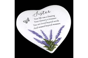 Widdle Gifts Ltd Lavender Stone Heart Memorial Plaque - Sister 4176
