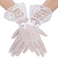 Anzailala Ladies Lace Gloves Elegant Short Gloves Courtesy Summer Gloves for Wedding Dinner Parties