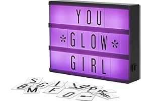 My Cinema Lightbox - RGB Color Changing Cinema Light Box, 20x15cm - 100 LED Light Letters and Numbers - Personalized Neon Signs with light box letters - Light Box Sign, Marquee Light Up Letters Box