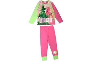 Wicked Official Girls Pyjamas, 2 Piece Set, Pink/Green Age 4-12 Years
