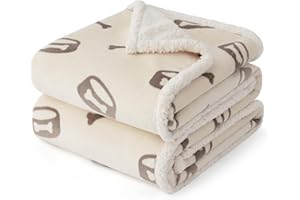 Bedsure Waterproof Dog Blanket - 127x102cm Washable Pet Blanket for Large Dogs, Reversible Pet Throw Protects Bed and Sofa with Soft Plush, Cream